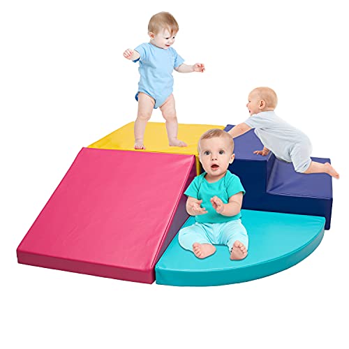 Go Beyond Softscape Crawl and Climb Foam Play Set, 4 Piece Lightweight Blocks Corner Climber, Nugget Couch for Toddlers, Childrens Composite Toy for Crawling Climbing and Sliding (4PC Colourful)