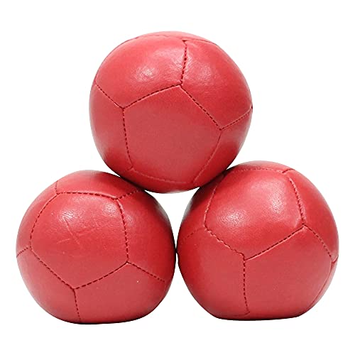 Zeekio Juggling Balls Josh Horton Pro Series - [Set of 3] 12-Panel, Synthetic Leather with Millet Filled, with Plastic Beans, Red