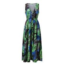 Load image into Gallery viewer, PLENTOP Women Dress Floral Printed Swing Shift Dress Short Sleeve V Neck High Waist Layer Mini Dress Green
