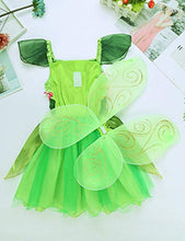 Load image into Gallery viewer, Mufeng Kids Girls Fairy Tale Green Princess Tutu Dress with Wings Halloween Cosplay Costumes Party Dress Up Green 4-6

