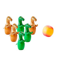 Load image into Gallery viewer, HearthSong Giant Inflatable Dinosaur Bowling Game with Six 30 Inch Dinosaur Pins and One 20-Inch Multi-Colored Ball, for Indoor and Outdoor Active Play
