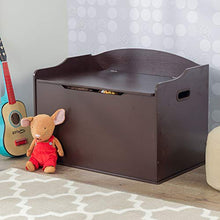 Load image into Gallery viewer, KidKraft Austin Wooden Toy Box/Bench with Safety Hinged Lid - Espresso, Gift for Ages 3+, Amazon Exclusive
