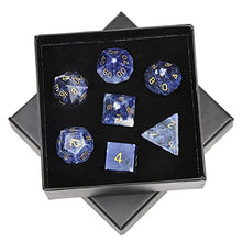 Load image into Gallery viewer, SUNYIK 7 PCS Polished Crystal Stone Polyhedral DND Dice Set for for RPG MTG Table Games, DND Game Dice Polyhedral Dungeons and Dragons for Office Home Decoration, Sodalite
