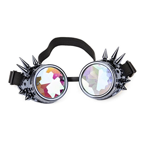OMG_Shop Kaleidoscope Steampunk Rave Goggles Diffraction Rainbow Crystal Lens