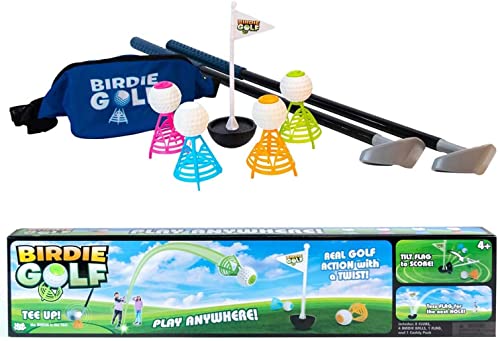 Hog Wild - Birdie Golf - Outdoor Game for Family Fun in The Backyard, at The Beach, on The Lawn - Active Play for Kids, Adults and Families  Set Includes 2 Clubs, 1 Flag, 4 Birdies and 1 Caddy Pack