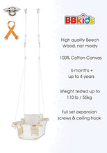 Load image into Gallery viewer, BBKids Baby Hanging Swing 6 Months to 4 Years, Toddler Swing Indoor and Outdoor, Canvas Baby Swing, Beech Wood is Not Moldy, Not Malicious, Full Set of Ceiling Screws (Cream)
