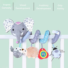 Load image into Gallery viewer, Ebrima Baby Pram Crib Activity Spiral Plush Toys &amp; Stroller Toy &amp; Car Seat Hanging Toys &amp; Animal Education Plush Toys (Gray Elephant)
