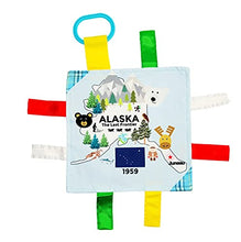 Load image into Gallery viewer, The Learning Lovey U.S. State Facts Sensory Tag Crinkle Stroller Toy for Baby (Alaska)
