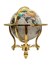 Load image into Gallery viewer, Unique Art 21-Inch Tall Pearl Ocean Table Top Gemstone World Globe with Gold Tripod
