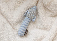Load image into Gallery viewer, Demdaco Sky Blue Stripe Rocket Ship Stick Plush Children&#39;s Stuffed Animal Toy Rattle
