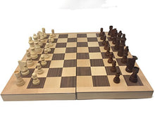 Load image into Gallery viewer, Hansen Games Classic Natural Wood Wooden Chess Set 15&quot; Inlaid Board with Hand Carved Chessmen and Storage

