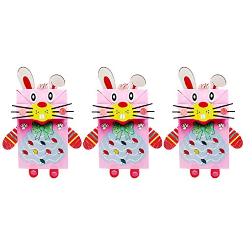 NUOBESTY Hand Puppet Making Kit Make Your Own Puppets DIY Paper Hand Puppet Material for Kids Children (Rabbit Pattern) 3pcs