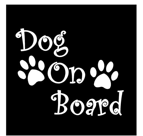 MDGCYDR Car Stickers Funny 20X16.2Cm Car Sticker 3D Dog On Board and Paw Prints Sticker On Car Funny Vinyl Stickers Decals JDM Motorcycle Car Styling