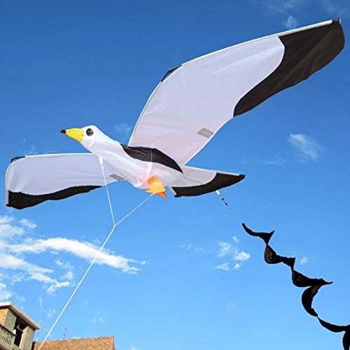 BOZNY 3D Seagull Kite Kids Toy with Tailfun Outdoor Flying Activity Game Children with Family Sports Tail Easy to Fly
