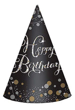 Load image into Gallery viewer, Amscan Sparkling Celebration Paper Cone Hats, 7&quot;, Black-8 Pcs

