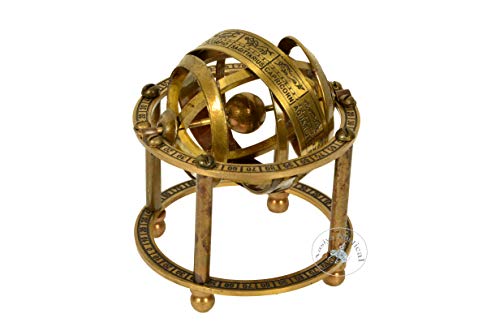 Brass Armillary Sphere with Stand, 9 cm High - Steampunk, Pirate or Vintage Decoration an