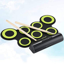 Load image into Gallery viewer, ARTIBETTER Roll Up Drum Kit wiht Speakers Practice Pad Tabletop Electronic Drum Pad Drumsticks Foldable Drum Set for Kids Green
