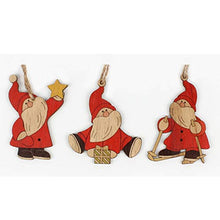 Load image into Gallery viewer, GANFANREN 3Pcs Santa Claus Christmas Pendants Ornaments Wooden Craft for Christmas Tree Hanging Party decoration Kids toys
