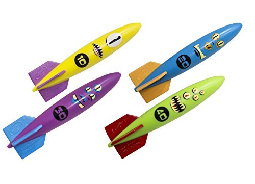 SwimWays Toypedo Bandits Pool Diving Toys - Sinking Torpedo Swim Toys - Pack of 4