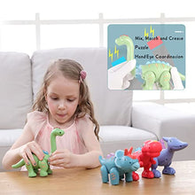 Load image into Gallery viewer, Mix &amp; Match Magnetic Dinosaurs Interactive Building Toys for Toddler,Touch Recording Repeating Cartoon Dinosaur Figures,Imaginext Jurassic World Dino Toy w/ Lighting &amp; Sound Gifts for Kids
