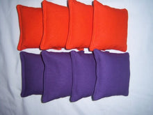 Load image into Gallery viewer, Tournament Cornhole Bags ACA Regulation 4 Orange &amp; 4 Purple

