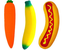Load image into Gallery viewer, JA-RU Stretchy Banana, Carrot &amp; Hot Dog. Sensory Toys (3 Pack) Stress Relief Toys | Fidget Toys for Kids and Adults. Autism, Anxiety, Therapy Squishy Toys &amp; Party Favors. &amp; Sticker 3340-3342-5564s

