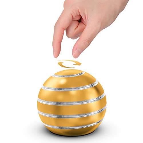 Kinetic Desk Toys, 55MM Large Kinetic Desk Spinning Toy Ball, Optical Illusion Fidget Desk Toys for Office for Adults for ADHD Stress Relief (Gold)