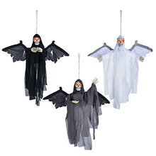 Load image into Gallery viewer, Chi Mercantile 3-Pack Ultimate Scarer Sound Activated Halloween Hanging Ghost Skeleton Display Props with Flapping Wings Red Flashing Light Up Eyes Creepy Voice Dcor Indoor Outdoor Haunted House
