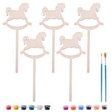 Load image into Gallery viewer, NUOBESTY Kids DIY Wooden Plant Labels with Acrylic Paint Jar and Painting Brush Wood Garden Stakes Tags Garden Markers Painting Gift for Kids DIY Craft Hobbyhorse
