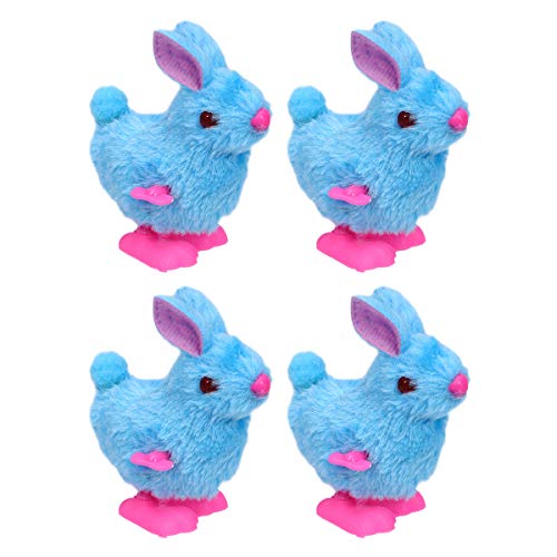 PRETYZOOM 4pcs Rabbit Clockwork Toys Plush Bunny Model Wind-up Toys Party Favors Party Supplies Kids Gift Decorative Props (Random Color) Easter Favors