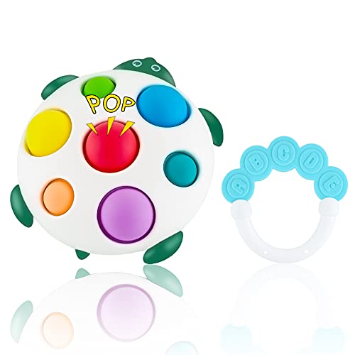 Baby Simple Dimple Fidget Toys - 2021 New Turtle Push Pop Hand Toy Silicone Flipping Board Release Stress and Anxiety Early Educational Kids Sensory Toys Gifts for 6 Months up Babies Toddlers