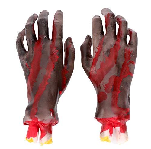 NUOBESTY Halloween Bloody Realistic Fake Human Body Parts Creepy Severed Arm Plastic Broken Hand Halloween Party Props (Black)