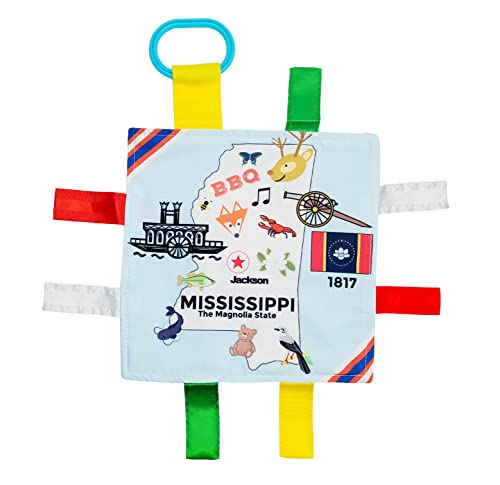 The Learning Lovey U.S. State Facts Sensory Tag Crinkle Stroller Toy for Baby (Mississippi)
