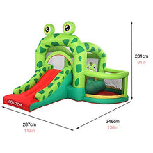 Load image into Gallery viewer, Inflatable Water Slide Pool Bounce House,Bounce House Inflatable Jumping Castle Kids Splash Pool Water Slide Jumper Castle for Summer Party (Green,with Air Blower)
