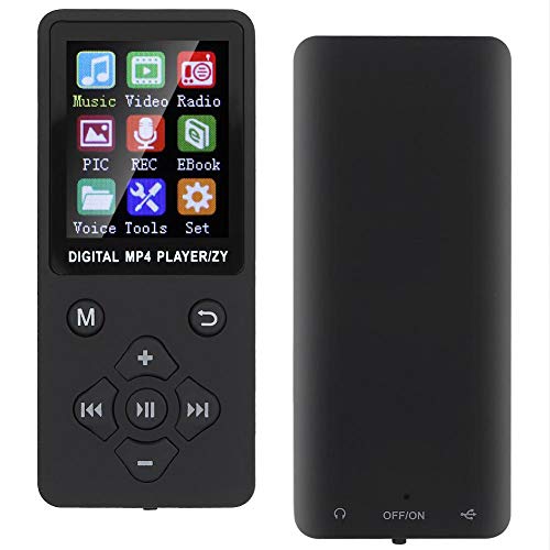 Portable MP3 MP4 Music Player,Mini Ultra-Thin Bluetooth Simple Radio/Recording/Video/E-Book/Stopwatch Students Player,with Crossed-Shaped Buttons,Support 32G Memory Card(Black)