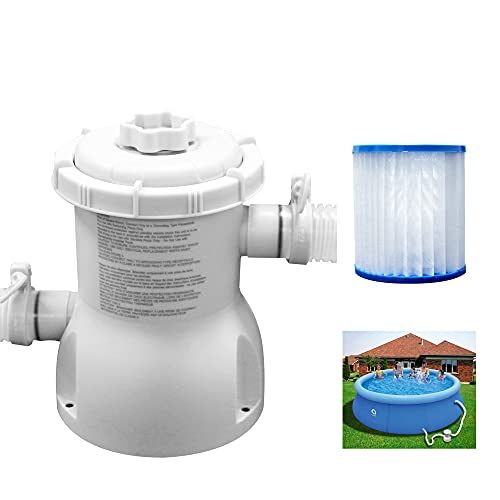 Tochiyoga Above Ground Pool Filter Pump Crystal Clear Cartridge Filter Pump for Easy Set Pool, Metal Frame Pool, 300 GPH Pump Flow Rate, 110-120V with GFCI (Filter Pump)