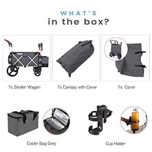 Load image into Gallery viewer, Keenz 7S Push Pull Baby Collapsible Adjustable Folding Wheeled Stroller Wagon with Protective Canopy Cover, Cupholder, and Cooler for 2 Toddler Kids, Gray
