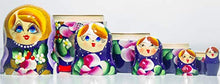 Load image into Gallery viewer, Russian Nesting Doll - Traditional POLKHOV MAIDAN - Hand Painted in Russia - Medium Size - Wooden Decoration Gift Doll - Matryoshka Babushka (Purple, 5.75``(5 Dolls in 1))
