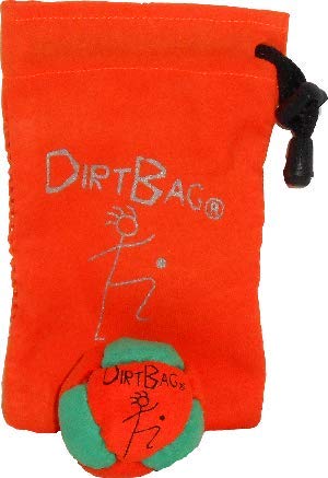 Dirtbag Classic Footbag Hacky Sack with Pouch, Flying Clipper Original Dirtbag with Signature Carry Bag - Orange/Green/Orange Pouch.