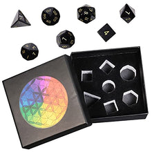 Load image into Gallery viewer, SUNYIK 7 PCS Polished Crystal Stone Polyhedral DND Dice Set for for RPG MTG Table Games, DND Game Dice Polyhedral Dungeons and Dragons for Office Home Decoration, Black Obsidian
