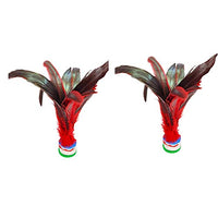 Setaria Viridis 2 Pack Peteca Kick Shuttlecock Chinese Jianzi Kicker Colorful Feather Foot Sports Outdoor Toy Game for Kids Adults High Elasticity of Beef Tendon Bottom (Red)