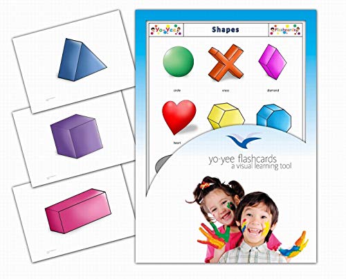 Yo-Yee Flash Cards - Shapes Picture Cards in English for Babies, Toddlers, Kids, Children and Adults - Including Teaching Activities and Game Ideas and More