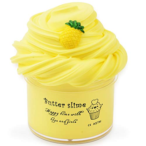 Pineapple Butter Slime, Yellow Premade Floam Slime 7oz Scented Slime Cotton Mud DIY Sludge Stretchy Kids Toys for Girls Boys