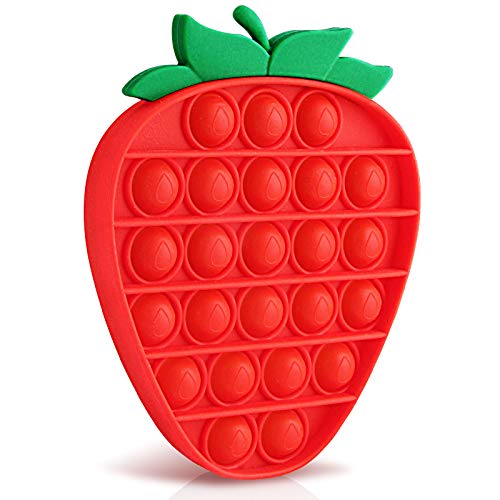 Push Pop Bubble Fidget Sensory Toy - Fidget Toys for Adults and Kids,Educational Toys for Kids 1-8,Popper Fidget Toy for Autism Anxiety Relief (Strawberry Red)