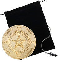 3Pcs Star Pendulum Board, Wooden Divination Board with a Crystal Dowsing Pendulum Necklace, Divination Metaphysical Message Board Witchcraft Kit Wiccan Altar Supplies (Black)