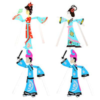NUOBESTY 4pcs Chinese Traditional Toy Chinese Shadow Puppet DIY Doll Kit for Kids Home Kindergarten Handmade Project Toys (Mixed Style)