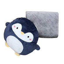 Load image into Gallery viewer, Hofun4U Soft Penguin Plush Hugging Pillow 16 Inch, Cute Anime Throw Pillow Stuffed Animal Doll Toy with Coral Fleece Blanket, Girls Boys Gifts for Birthday, Valentine, Christmas, Travel, Holiday
