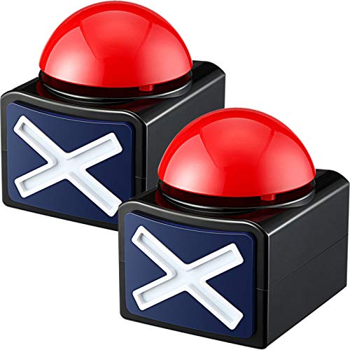 2 Packs Game Answer Buzzers Alarm Buttons with Sound and Light Red Game Buzzers Funny Quiz Contest Answer Button Game Show Party Props for Adults Teens Boys Girls