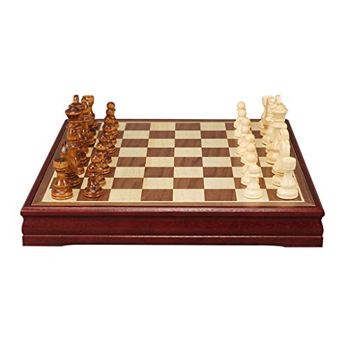 MYBA Chess Set Chess Board Wooden Chess Set - Portable Travel Chess Board Game Sets with Game Pieces Storage Slots - Great Travel Toy Gift (Color : 45CM)