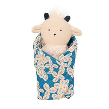 Load image into Gallery viewer, Manhattan Toy Embroidered Plush Goat Baby Rattle + Soft Cotton Burp Cloth, 16 x 16 Inches
